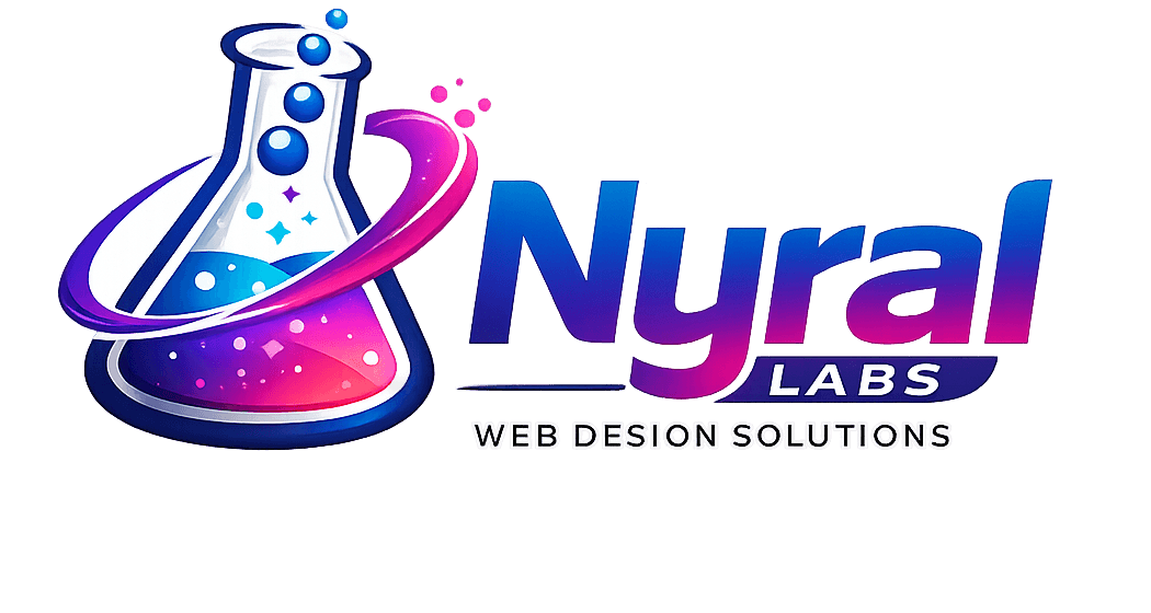 Nyral Labs beaker and orbit logo for web design solutions
